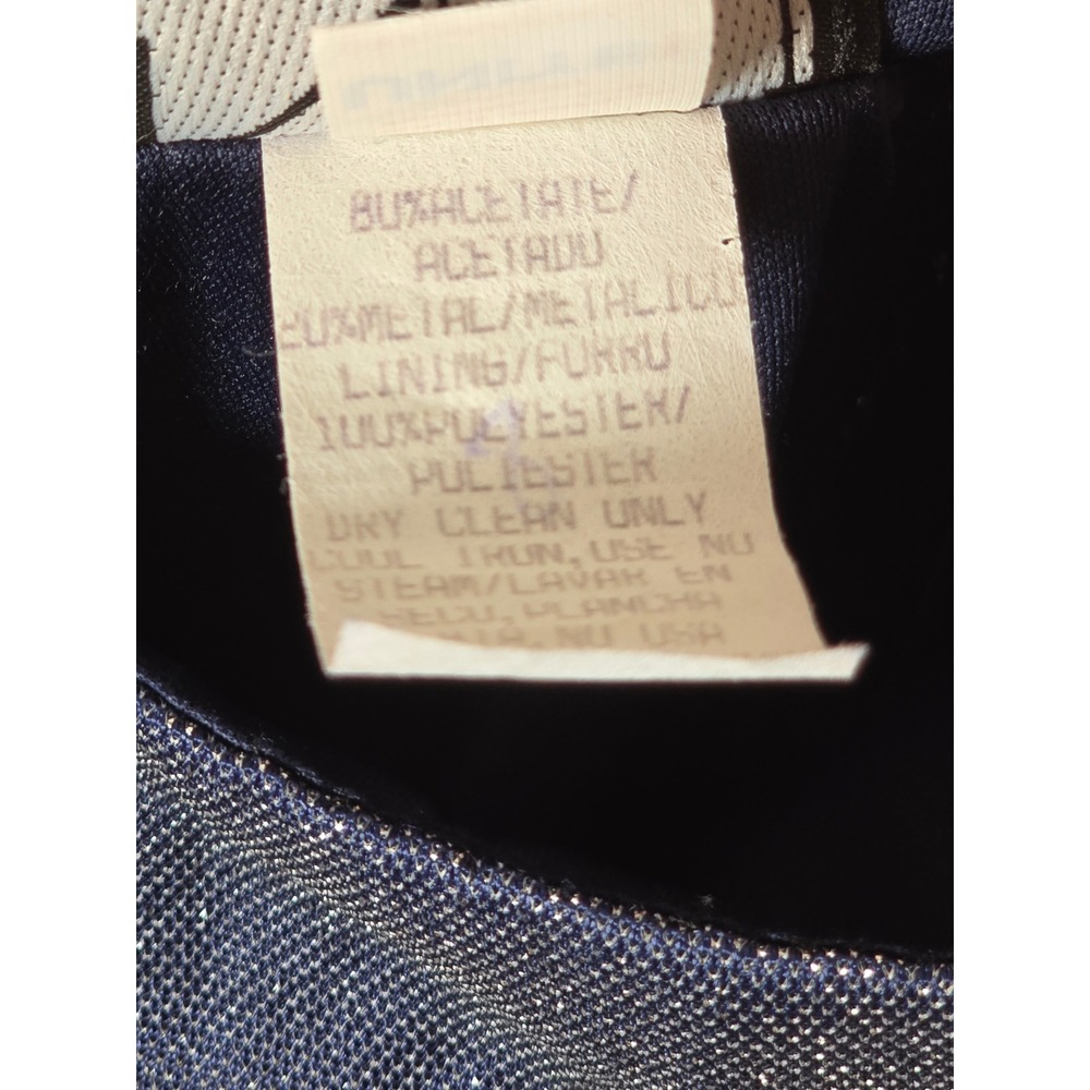 Niki Livas Vintage‎ One Shoulder Metallic Cutout Gown Shimmery Blue Sz 10 - Picture 9 of 11